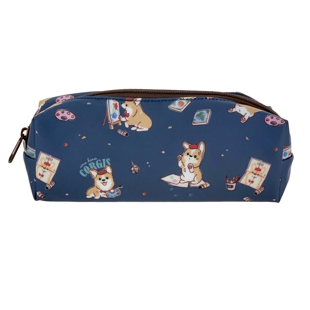 Waterproof Corgi Artist Large Pencil Case Makeup Pouch